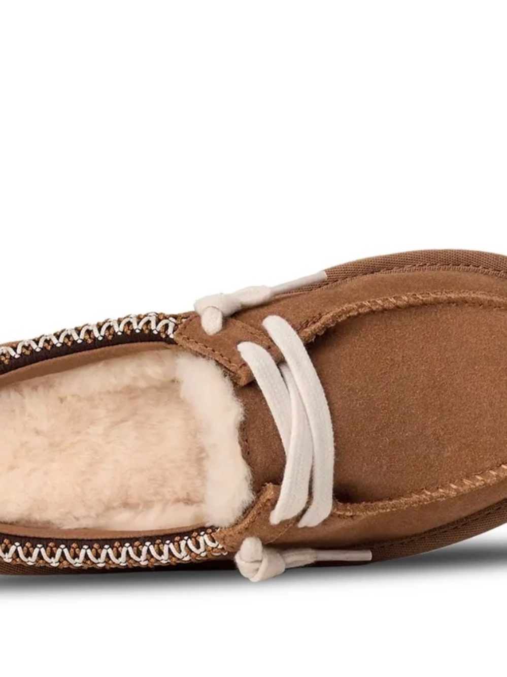 Women's chestnut UGGs Suede Fleece-Lined Moccasin Slippers